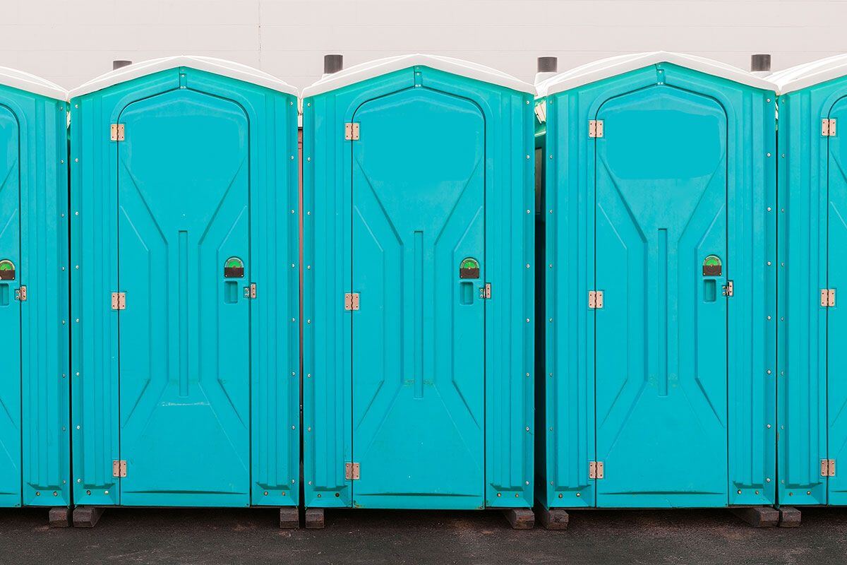 Industrial portable restroom units at a plant in Cheyenne, Wyoming