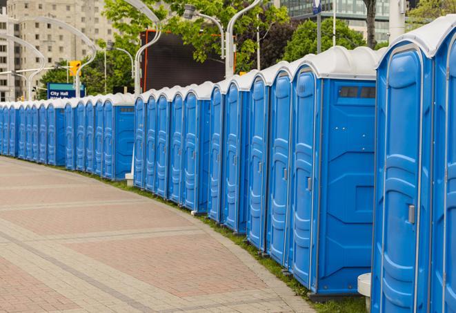 Seasonal porta potty units set up at a Cheyenne, Wyoming venue